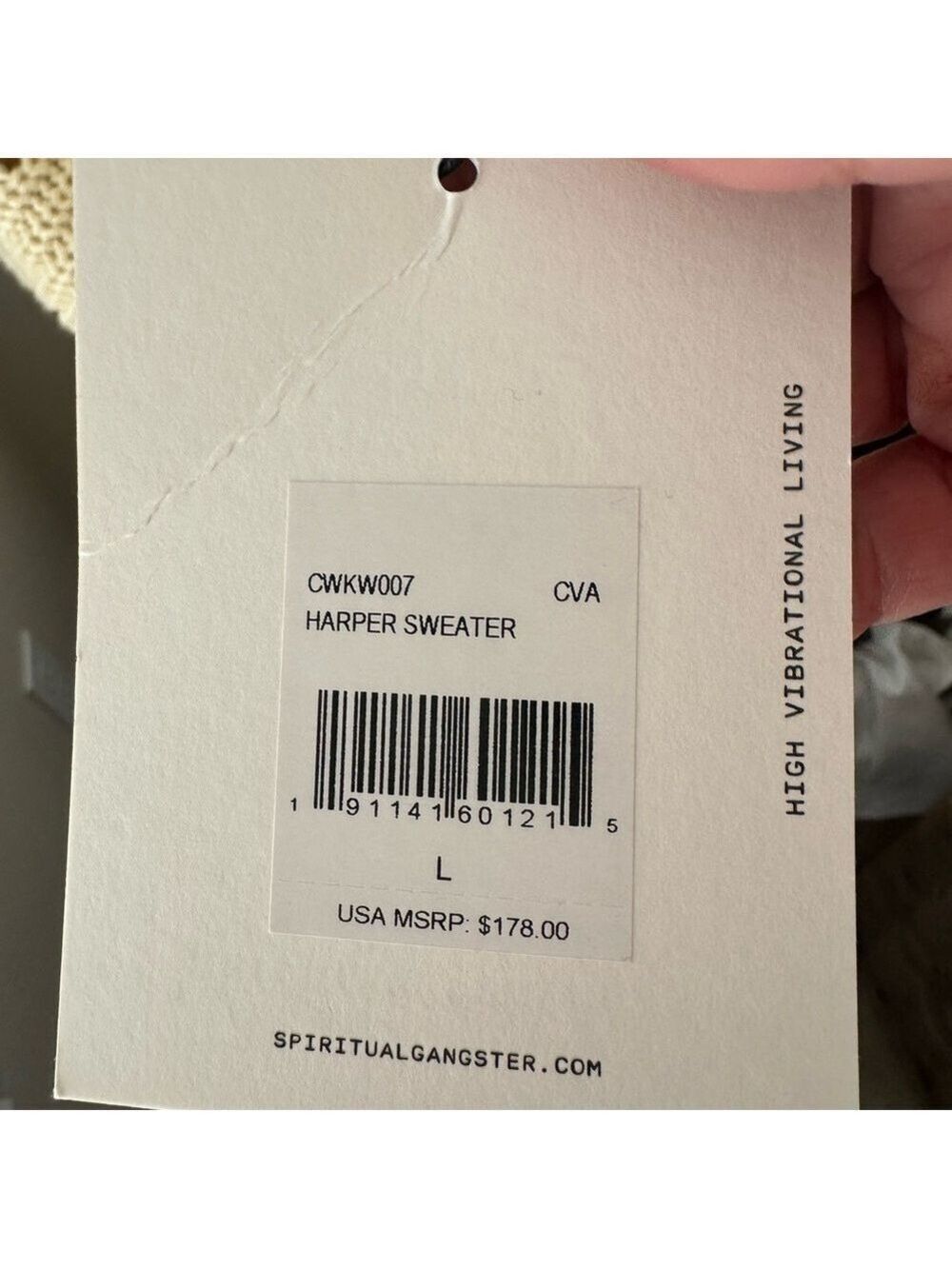 Spiritual Gangster Cream Cotton Cashmere Harper Women’s Cropped Sweater Size L - Picture 7 of 10